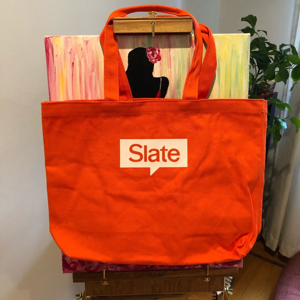 Slate Magazine Promo Orange Canvas Tote Bag - Bright & Durable Reusable Shopper - Picture 2 of 6